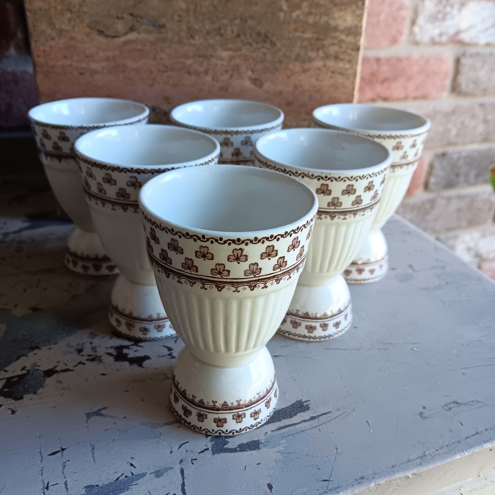 Vintage Set of 6 Sharon pattern Ironstone William Adams & Sons Egg Cups